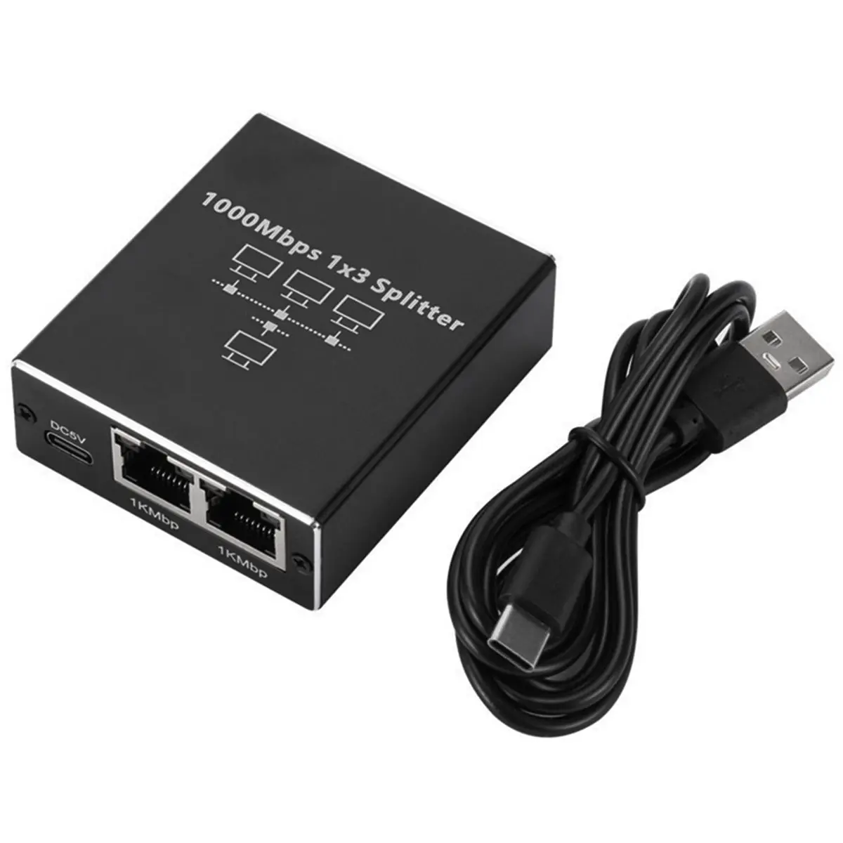 A46U Gigabit Rj45 Splitter Ethernet Extension Adapter 1000Mbps Network Connector for PC Laptop Box Router 1 to 3
