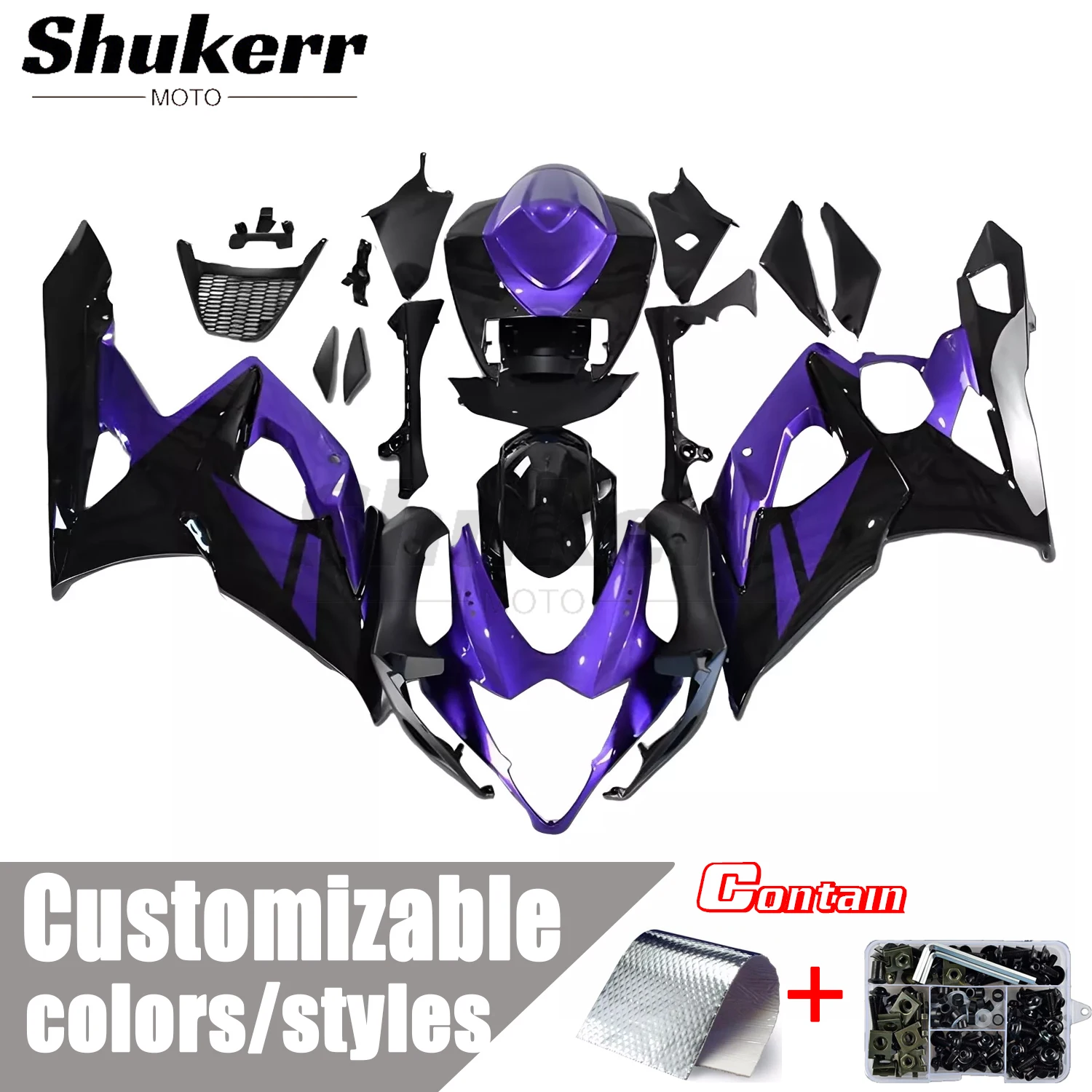 

Motorcycle Plastic Fairing Kit Injection Mold Bodywork Panel Kit Fit for Suzuki Gsxr1000 2005-2006 K5 Gsx-R1000 Purple Black