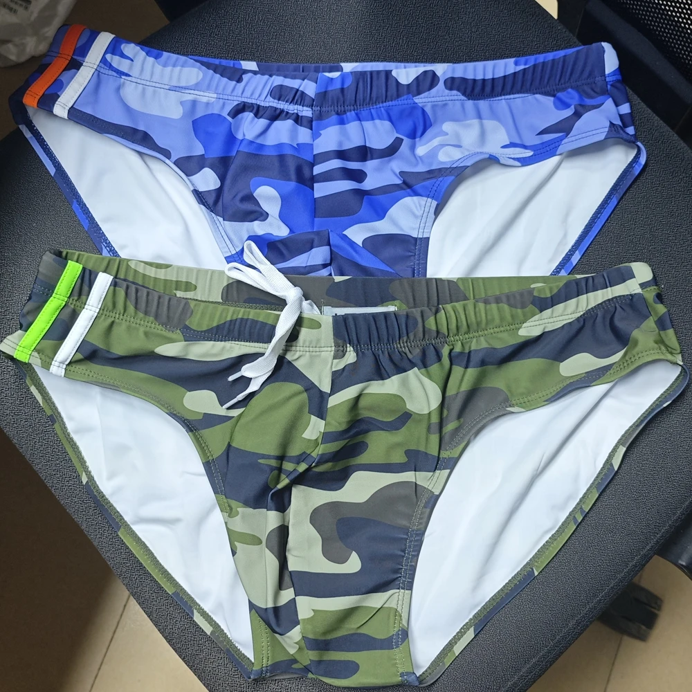 2026New men's multi-color camouflage briefs, sexy and comfortable anti-light  trunks, hot spring swimming trunks men's AD040