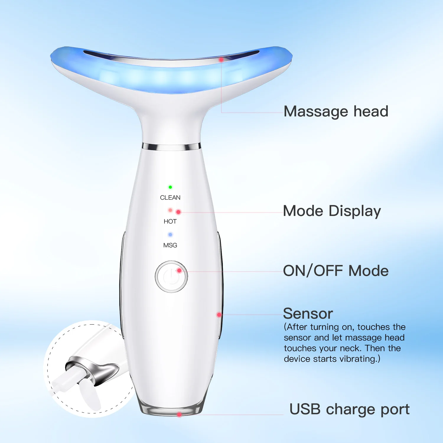 3-in-1 Dolphin Microcurrent Neck Face Massager, Anti-Aging Wrinkle Reduction&Skin Firming Device, Home Use Beauty Care Equipment