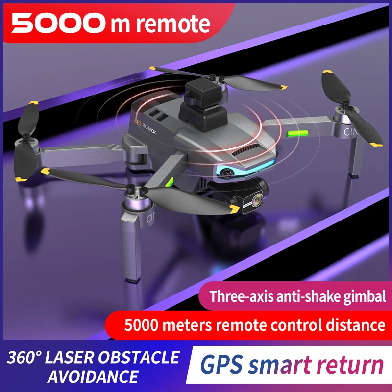 ใหม่ AE3ProMax Rc Drone GPS 4K กล้องคู่ 5G Wif fpV 3 แกน Gimbal Professional เรดาร์หลีกเลี่ยงอุปสรรค quadcopter RC ของเล่นของขวัญ
