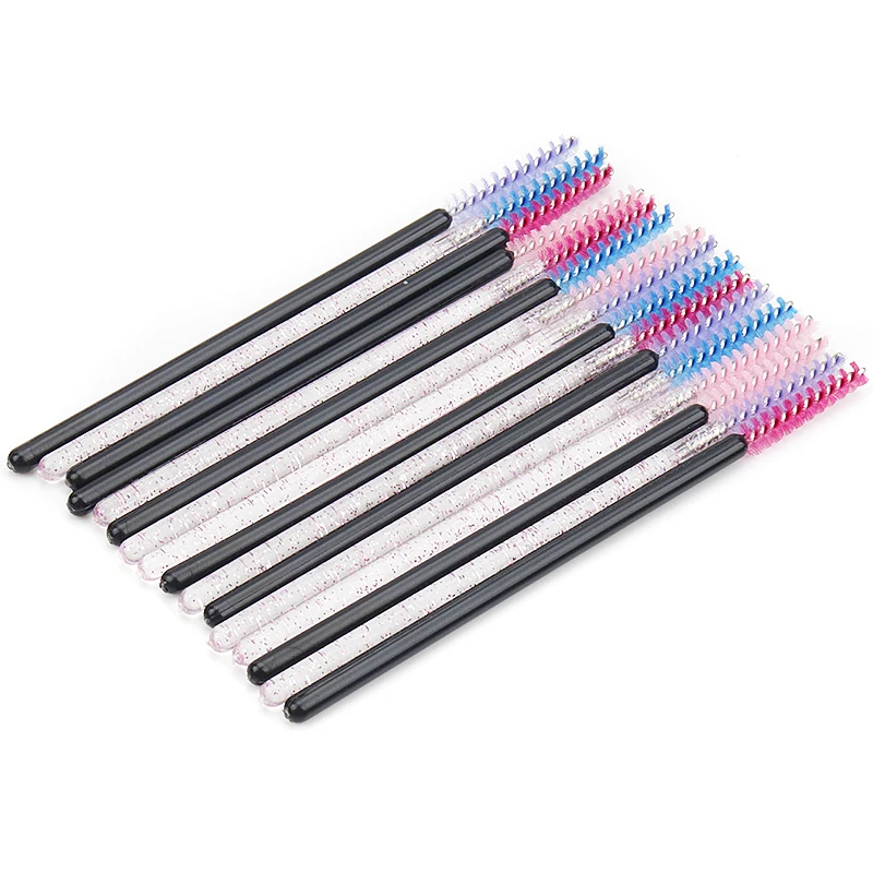 50 Uds cepillo de pestañas desechable maquillaje de cejas de cristal microcepillo mango de diamante varita aplicadora herramienta de extensión de pestañas