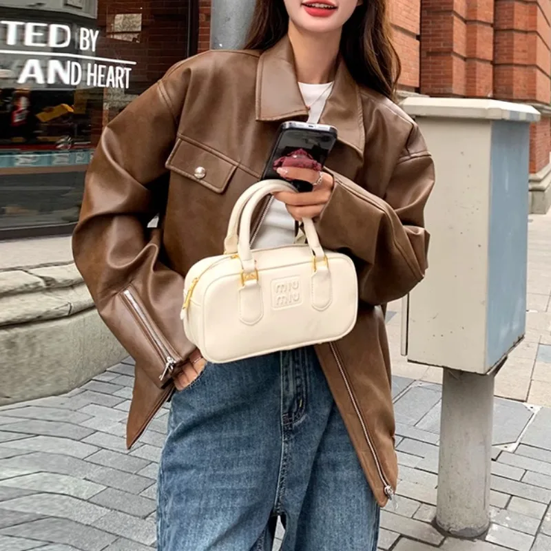 Giacca Americana in Pelle Marrone da Donna, Primavera Autunno 2026, Nuova Versione, Taglia Piccola, Inizio Autunno, Sensazione Premium