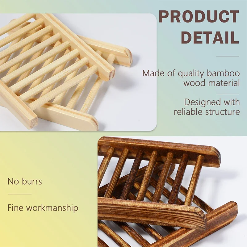 50 Pieces Home Bamboo Wood Soap Holder Bathroom Wooden Soap Dish Tray Saver Hand Craft Bathtub Self Draining Dish