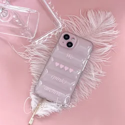 South Korean ins cute gentle temperament girl love English bulge phone case for 15promax/14 new 15pro soft shell 12 phone case 1