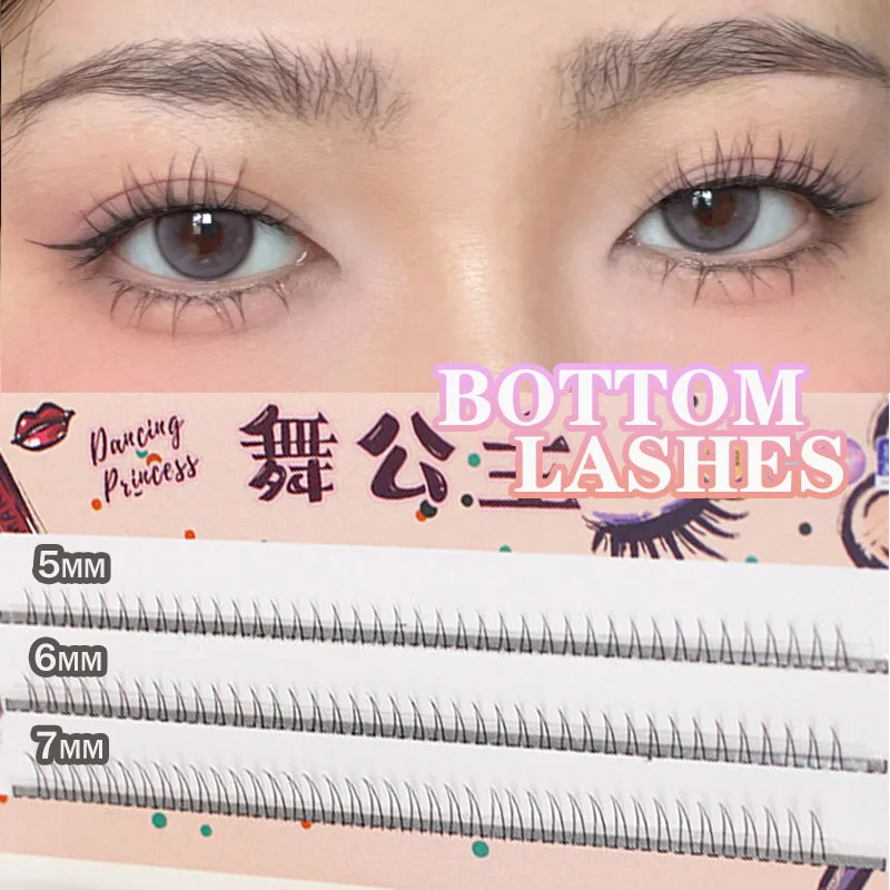 DINGSE 3 Reihen unter Wimpern, 5/6/7 mm, untere Wimpern, natürliche untere Wimpern, individuelles professionelles Make-up, falsche Wimpernverlängerung – Detail 1