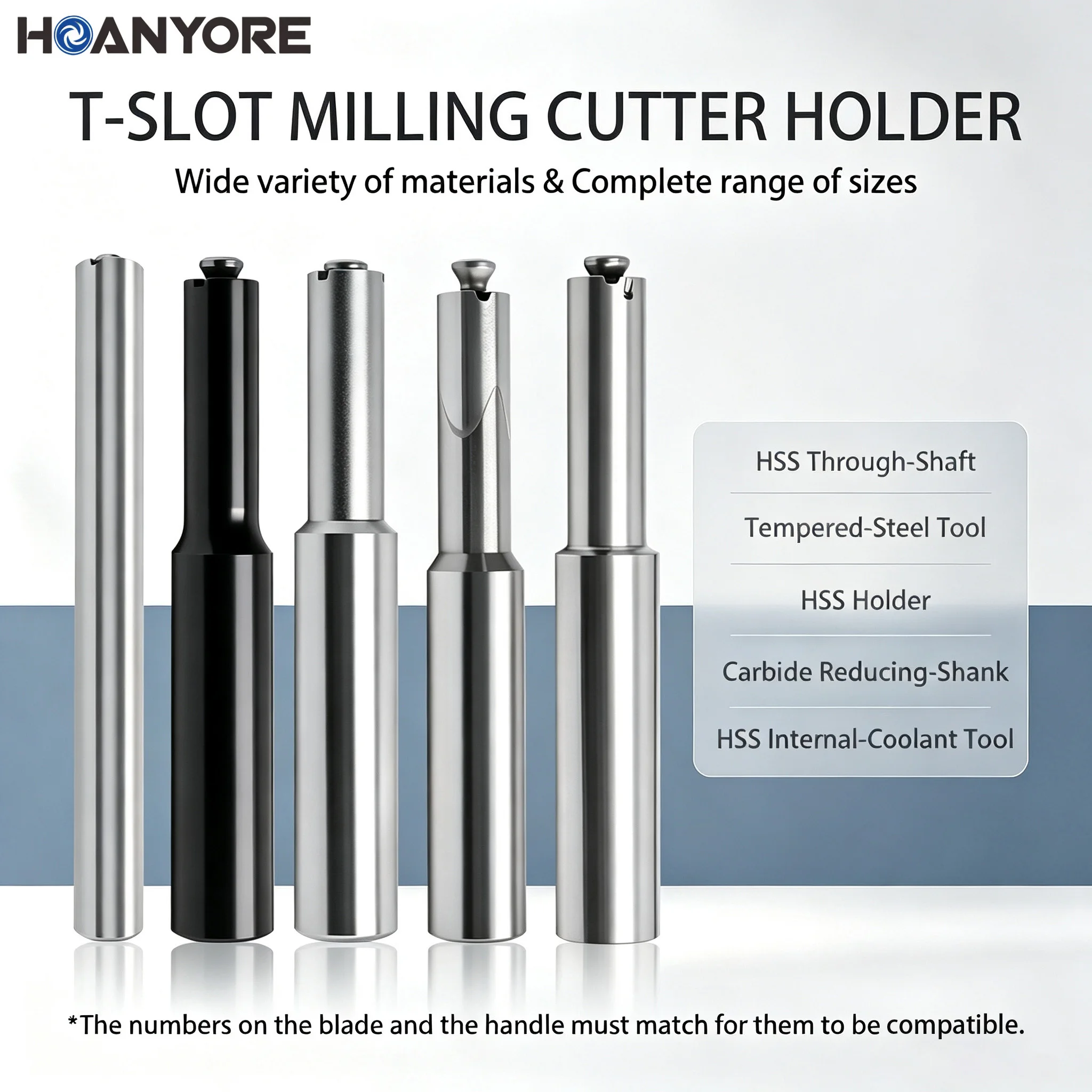 T-Slot Alloy Cyclone End Mills with Internal Groove Milling Holders, Available in a Full Range of Sizes