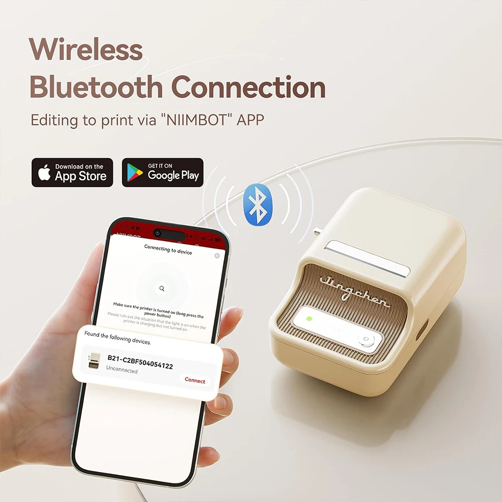 NIIMBOT B21 Label Maker 2 Inch Bluetooth Mini Thermal Label Printer Compatible With Mobile Phone & PC For Round Tag Stickers