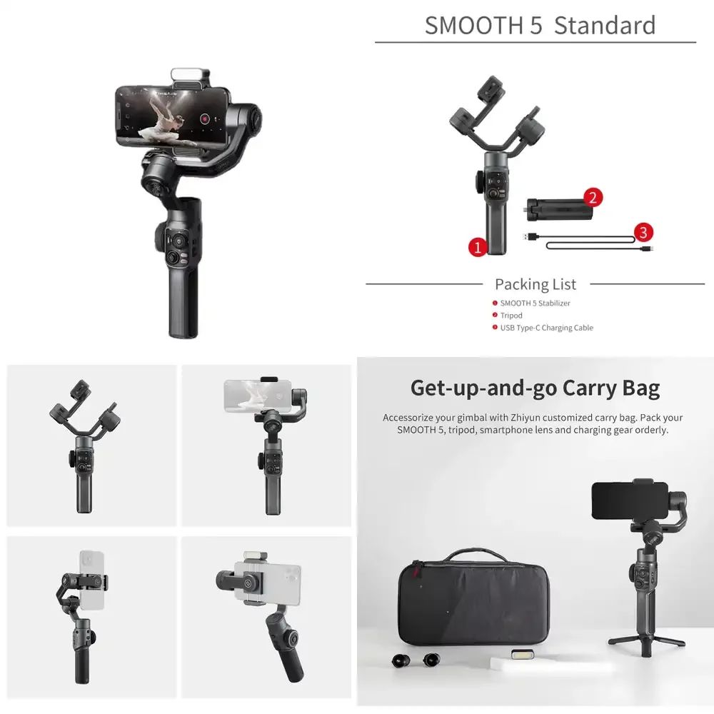 

HOSHI ZHIYUN Smooth 5 Stabilizer With 3-Axis Gimbal Handheld Stabilizer Standard Version for 13 PRO///