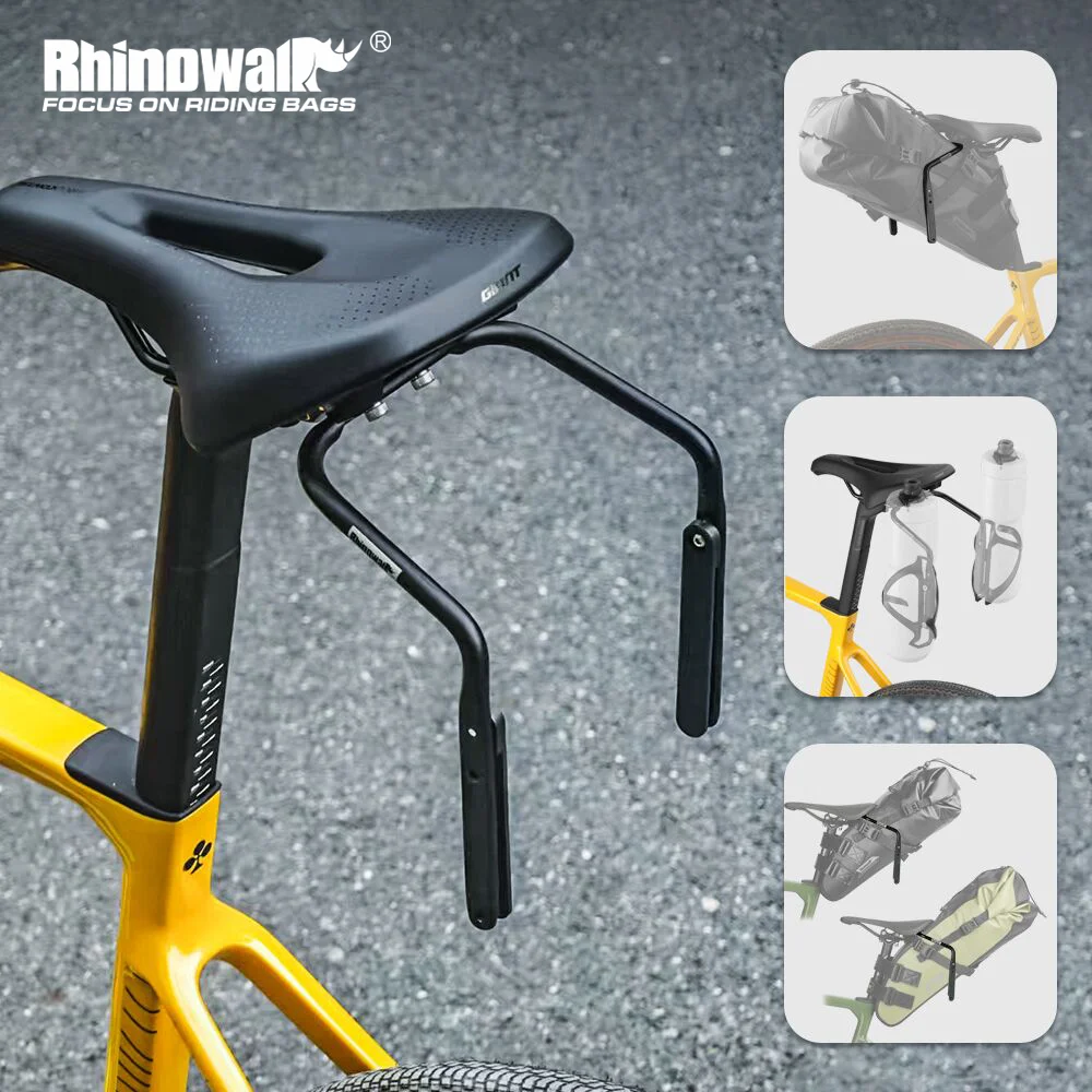 Rhinowalk – Support de stabilisateur monté sur tige de selle de vélo, Support de Cage de bouteille d'eau, Support de stabilisateur de selle, Support de sac de siège arrière en aluminium