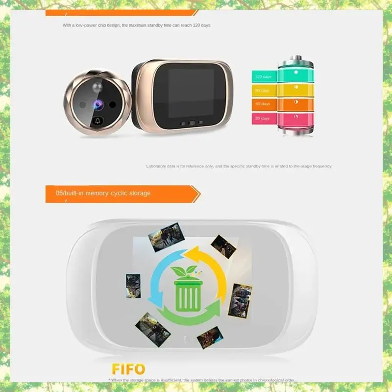 الذكية الرقمية LCD 2.8 بوصة جرس باب يتضمن شاشة عرض فيديو ثقب الباب المشاهد باب العين كاميرا مراقبة 90 درجة جرس الباب كشف الحركة العين دورا