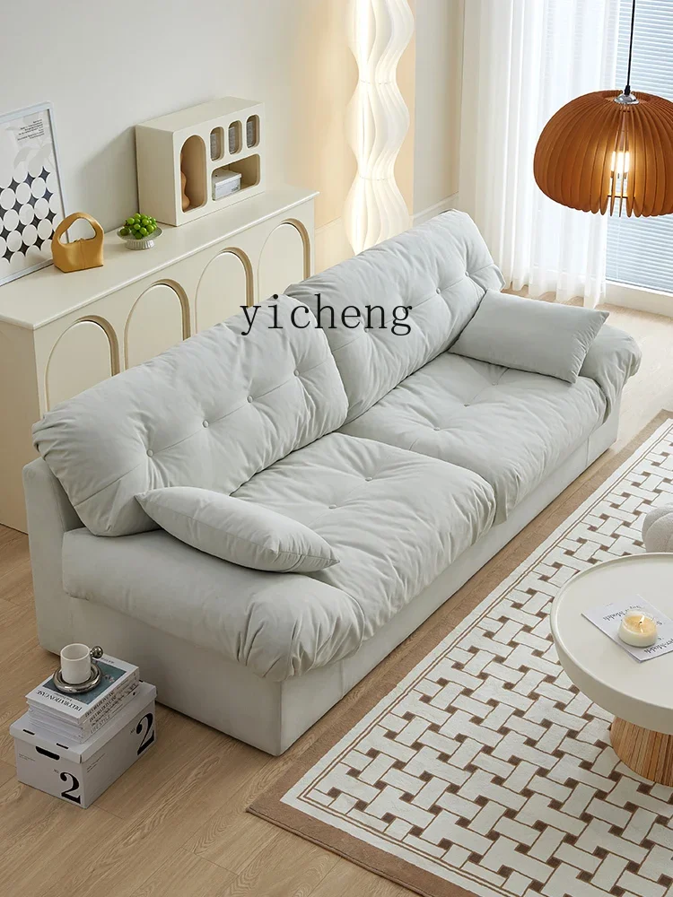 ZC Fabric Cloud Sofa Living Room Modern Minimalist Bedroom Small Apartment Straight Row Technology down Three-Seat