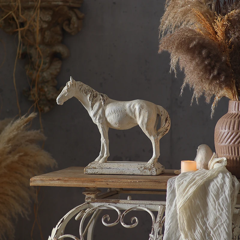 Vintage Horse Sculpture, Magnesium Oxide, Antique Animal Statue, Tabletop Art, Rustic Home Decor, Figurine, Retro Ornament