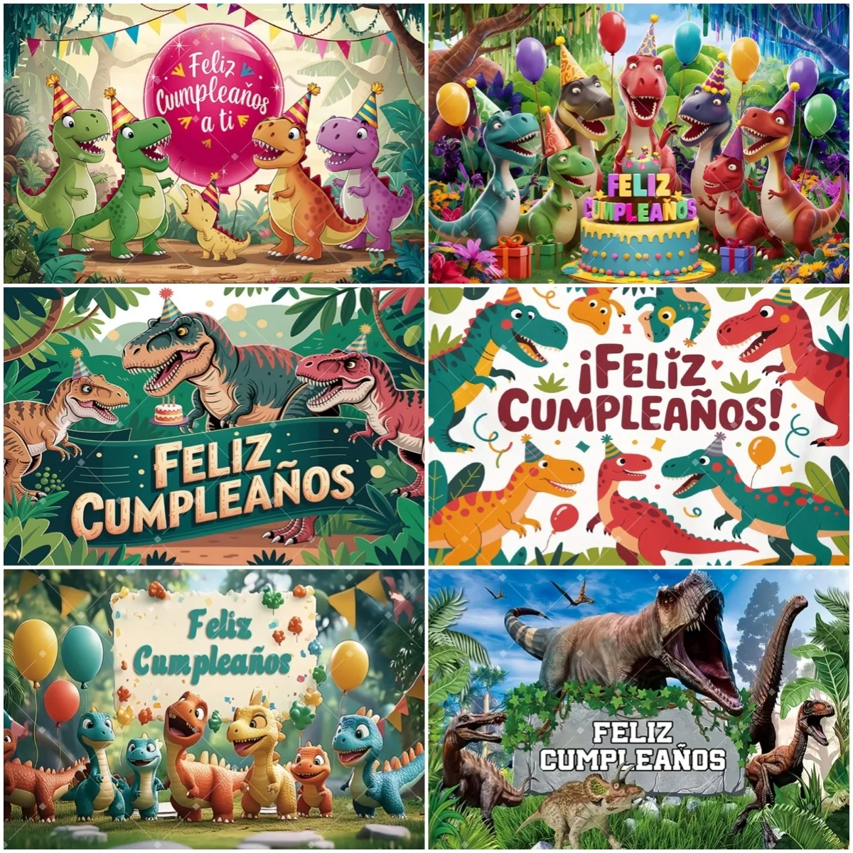 

Jurassic Dinosaur Jungle Theme Background Spanish Happy Birthday Party Decoratio Backdrop Kid Gift Photography Studio Props