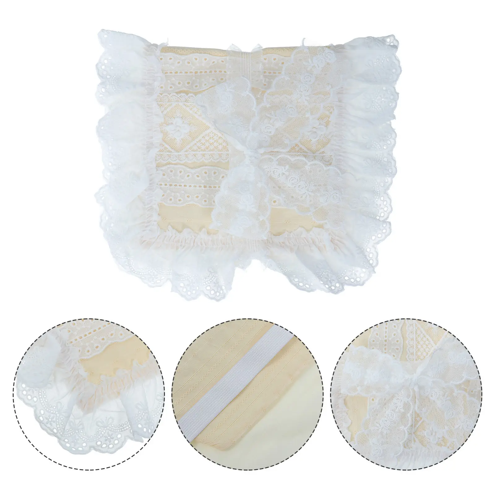 

Decorative Lace Trim Book Sleeve Washable Soft Fabric Cover with Bow Tie for 15x15x2cm Journal Bible Planner Paperback Hardcover