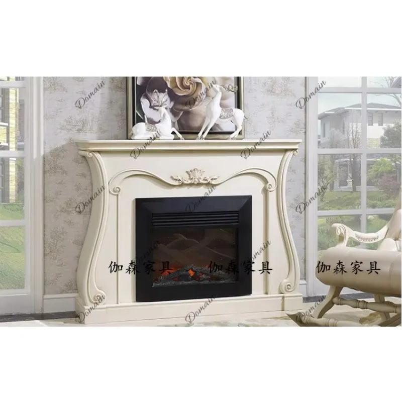 BX Simple And Beautiful Light Luxury Fireplace Decorative Cabinet Solid Wood Design Living Room Modern Carved Retro Display Rack