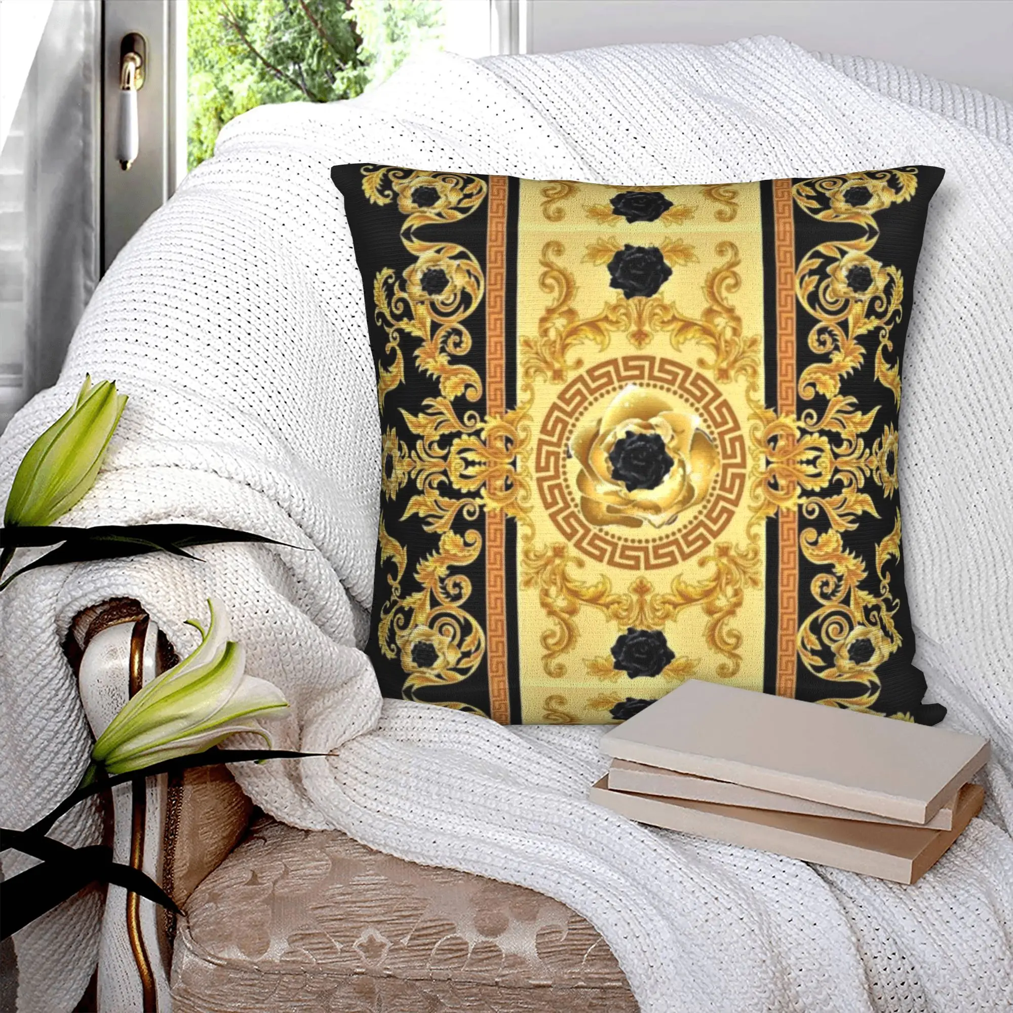 Renaissance Baroque Floral Pillow Sofa European Art Luxury Cushion Cover Square Pillowcase