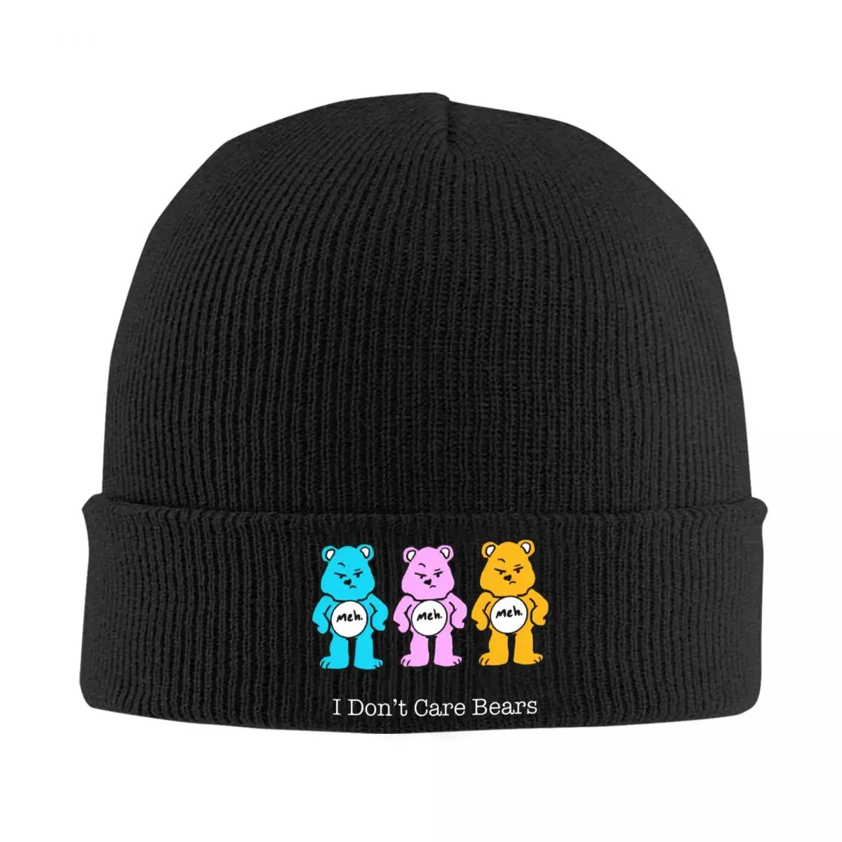 No me importa los osos 64153561 Gorros Gorros Gorros Adulto Unisex Vintage Kpop Gorro de punto Otoño Gráfico Gorras elásticas