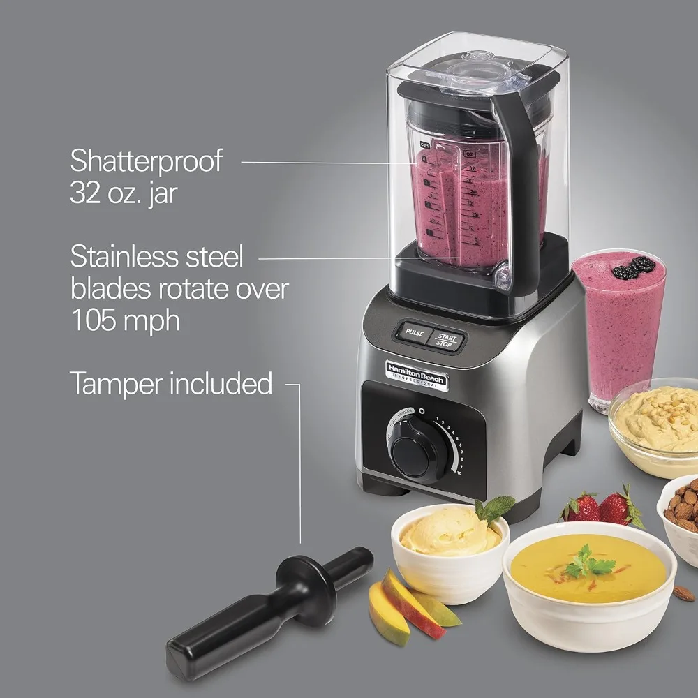 1500W, 32oz BPA Free Jar, 4 Programs & Variable Speed Dial for Puree, Ice Crush, Shakes and Smoothies, Silver (58870), 1500W