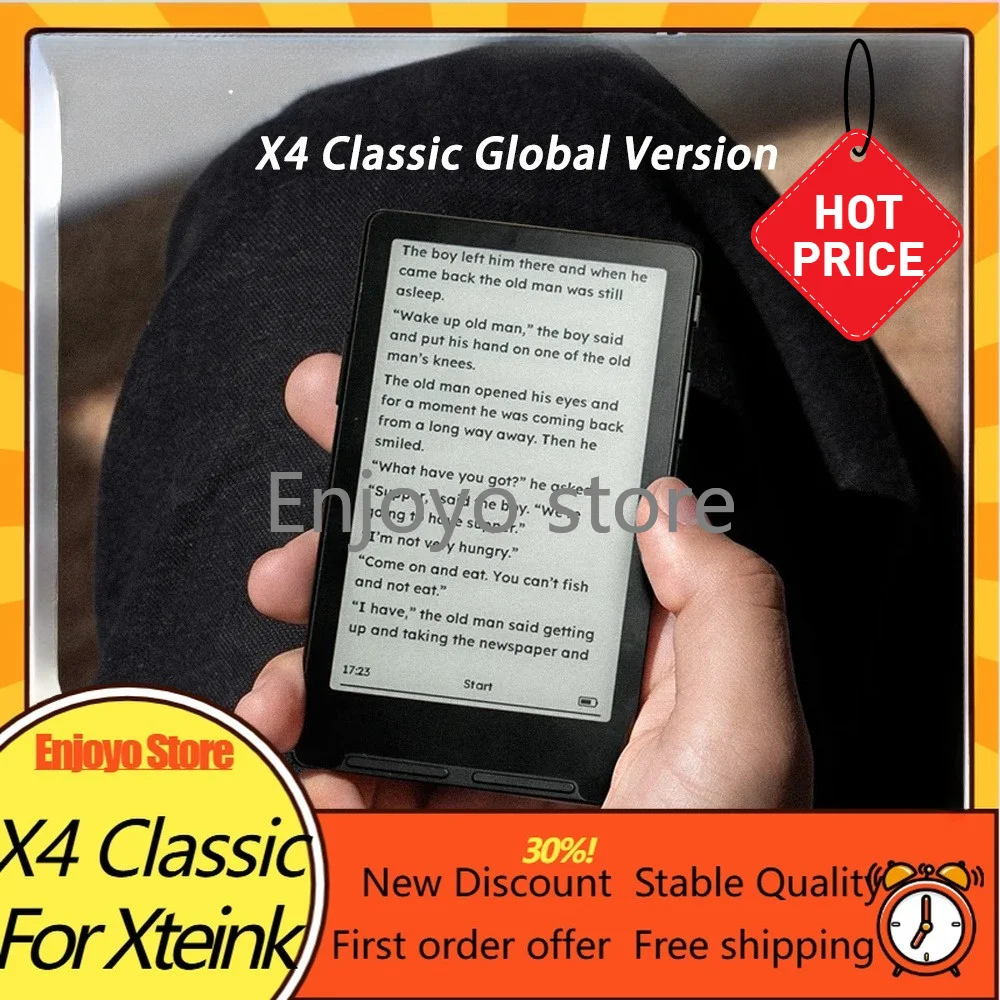 X4 Classic E-Reader Global Vers 68g 4.9mm Thin 220 PPI Ink Screen 920mAh Eye Protection Ebook Reader Ideal Gift for Book Lovers