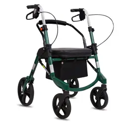 4 Wheels Aluminum Rollator Walker With Brake Folding Shopping Trolley For The Elderly Disabled Walking Assist Mobility Aids