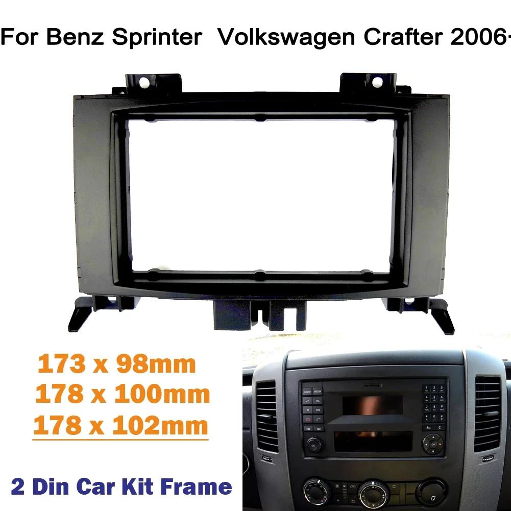 2Din car Radio Fascia For Benz Sprinter/ Volkswagen Crafter Audio Stereo Panel Mounting Installation Dash Kit Trim Frame Adapter