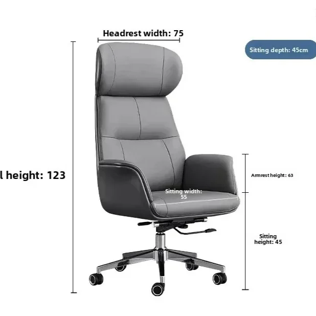 Cadeira Executiva de Couro 2026 Direto da Fábrica, Cadeira de Escritório Reclinável, Cadeira Giratória Ergonômica de Design Simples