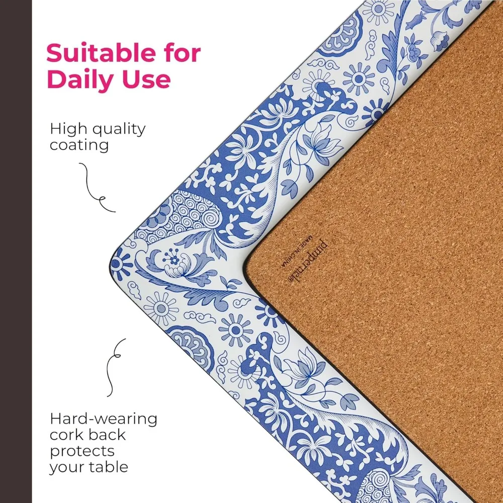 مجموعة مفارش أطباق على الطراز الإيطالي مكونة من 4 قطع - سجادات طاولة مقاومة للحرارة والبقع مع دعم الفلين لتناول الطعام الحديث