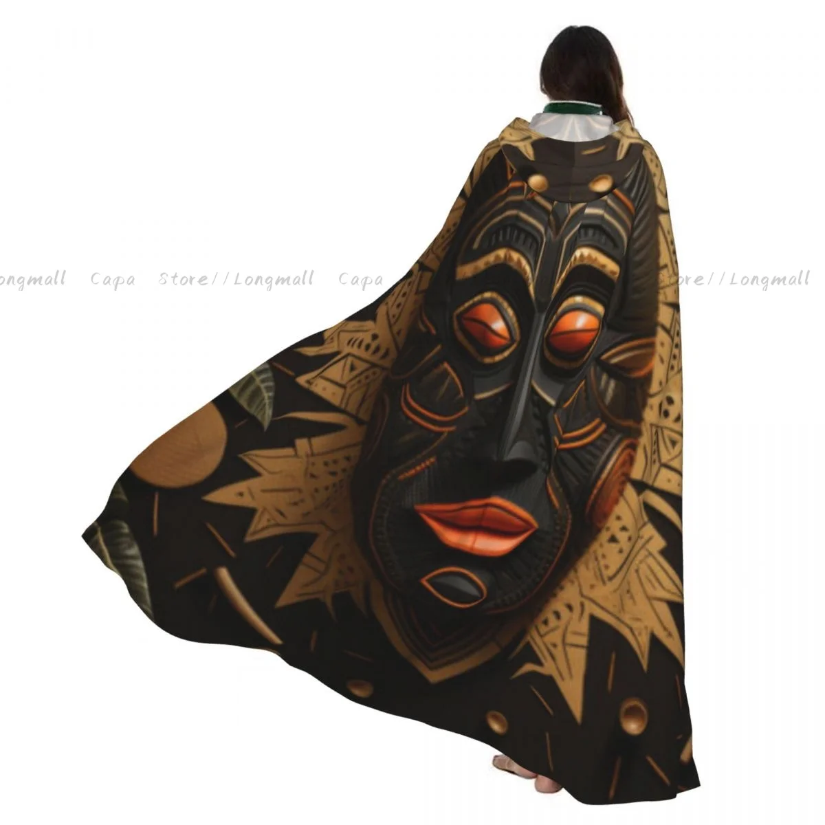 

Aerial Mask Paint Hooded Cloak Coat Halloween Cosplay Costume Vampire Devil Wizard Cape Gown Party