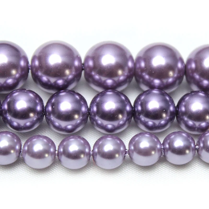 Natural Purple Shell Pearl Loose Round Spacer Beads For Jewelry Making DIY Bracelet Necklace Accessories 15\'\' 6/8/10/12mm