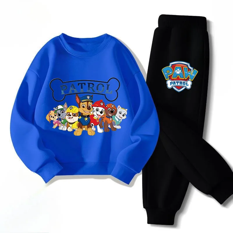 PAW Patrol jongens trui met lange mouwen, lange broek, tweedelige set, lente nieuwe kinderhoodies, casual sweatsuit voor kinderen