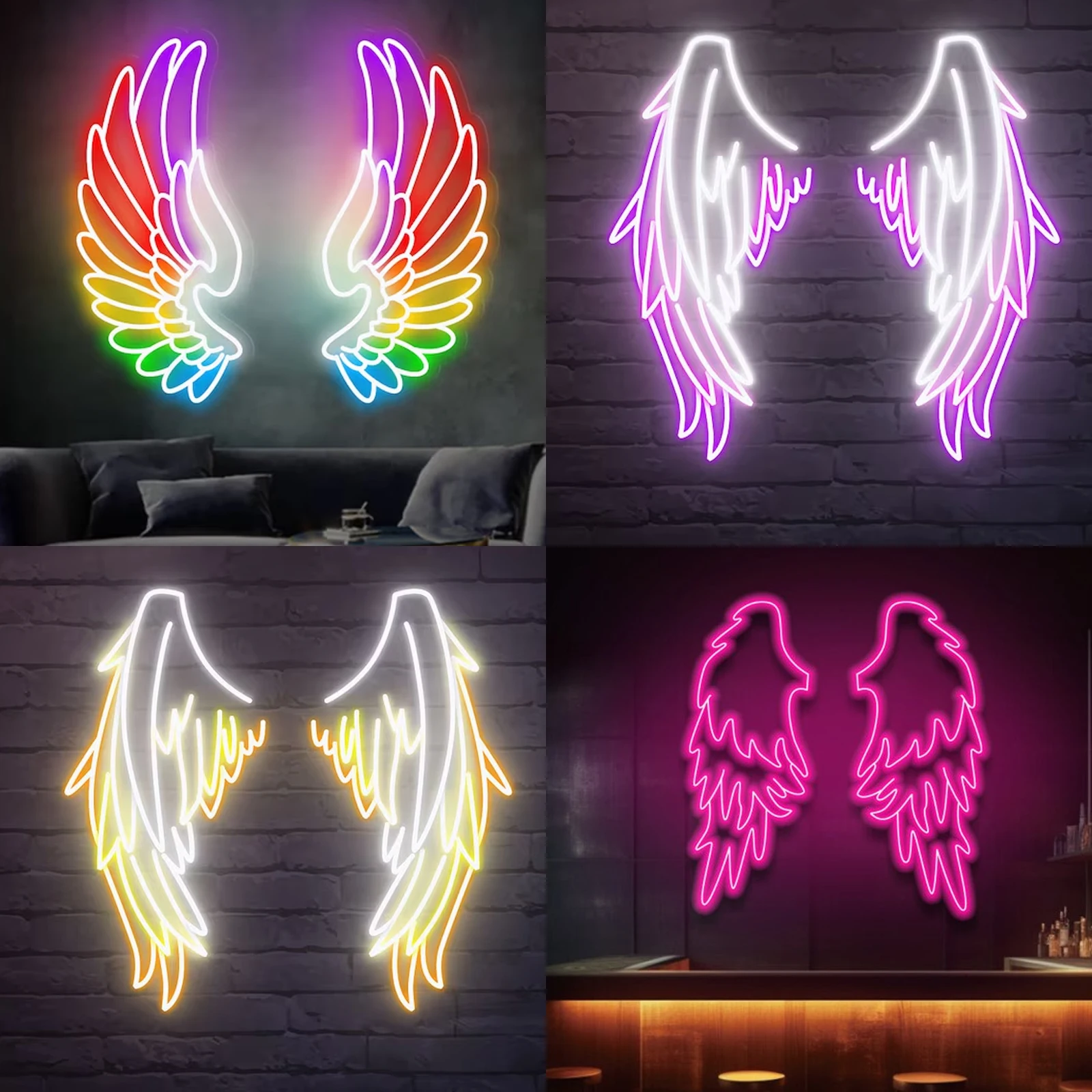 Custom Angel Wing Neon Signs LED Two Wings Neon Sign Beauty Salon Decoration for Bedroom Home Bar Wall Decor Night Lights