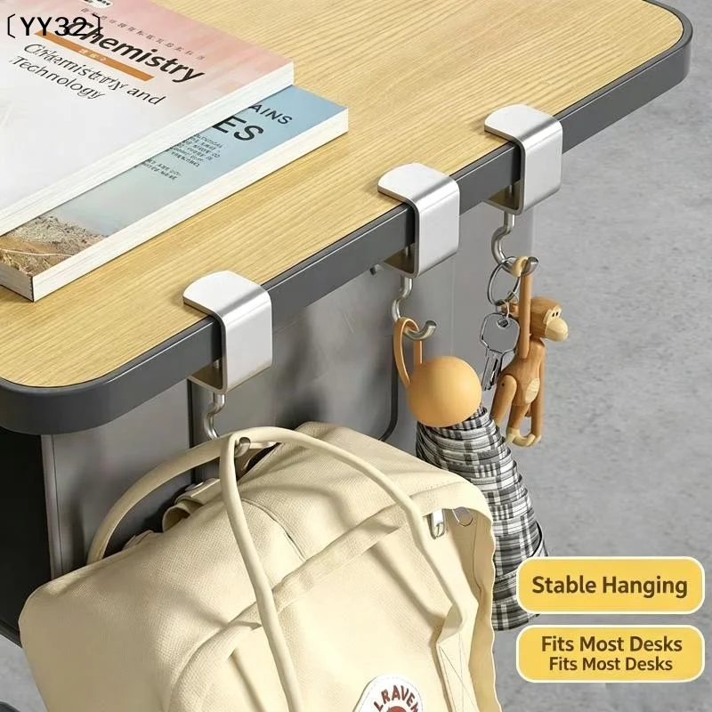 3Pcs 360° Rotatable Steel Table Hooks - Detachable Non-Destructive Installation for Office Desks School Dormitories〔YY32〕