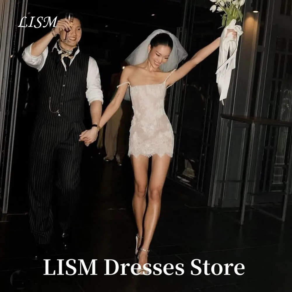 LISM Einfache A-Linie Mini-Partykleider, trägerlos, weiche Spitze, über dem Knie, elegante Abendkleider, individuelle Geburtstagskorsetts