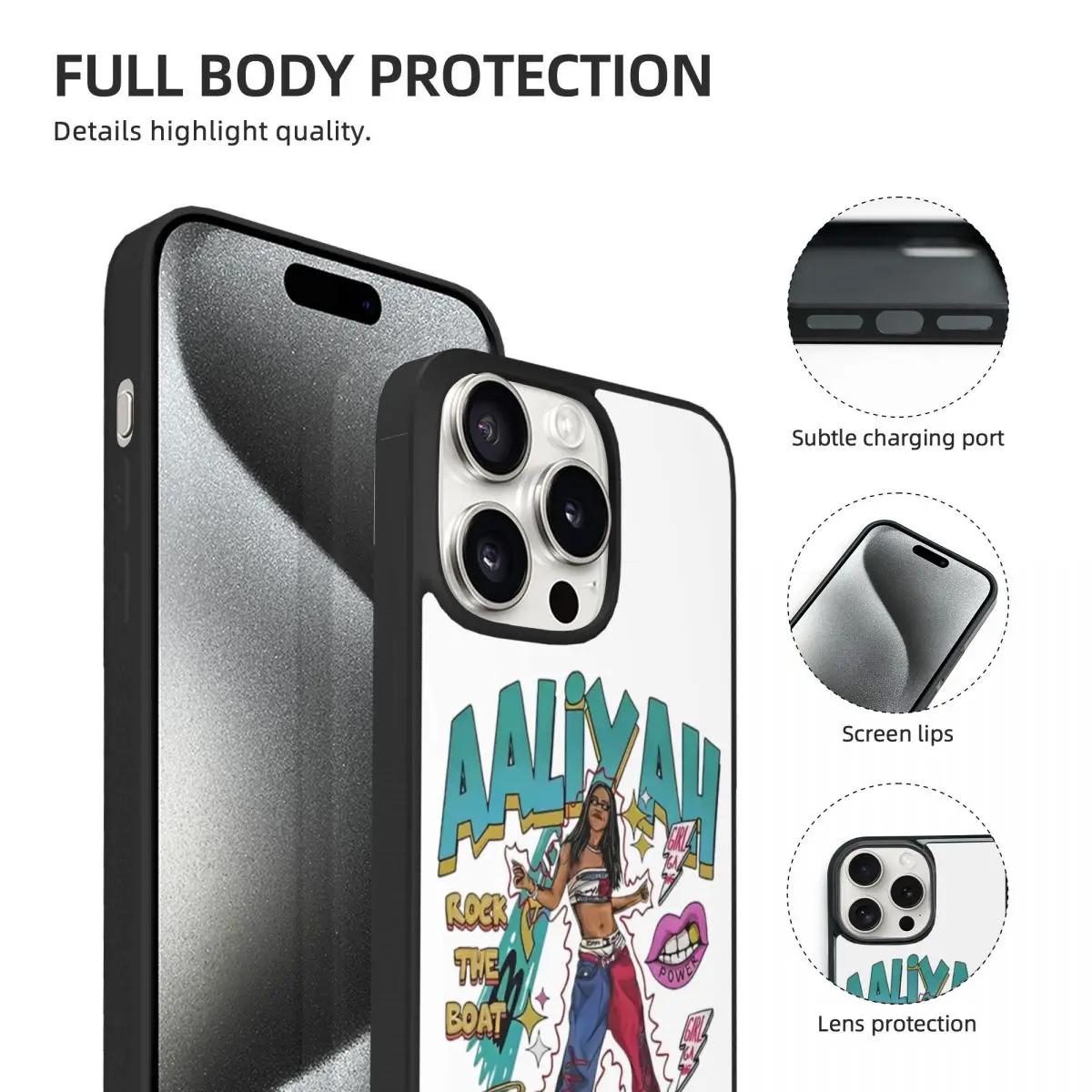 아이폰 15 프로 맥스 소프트 TPU 폰 커버용 유머 Aaliyah Muisc 폰 케이스