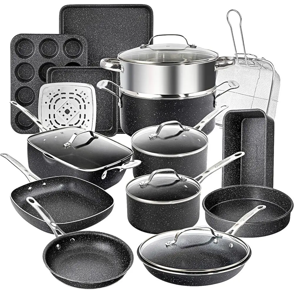 

20-Piece Non-Stick Cookware Set with Deep Square Pan, Bakeware, Oven and Dishwasher Safe, No Filler Items