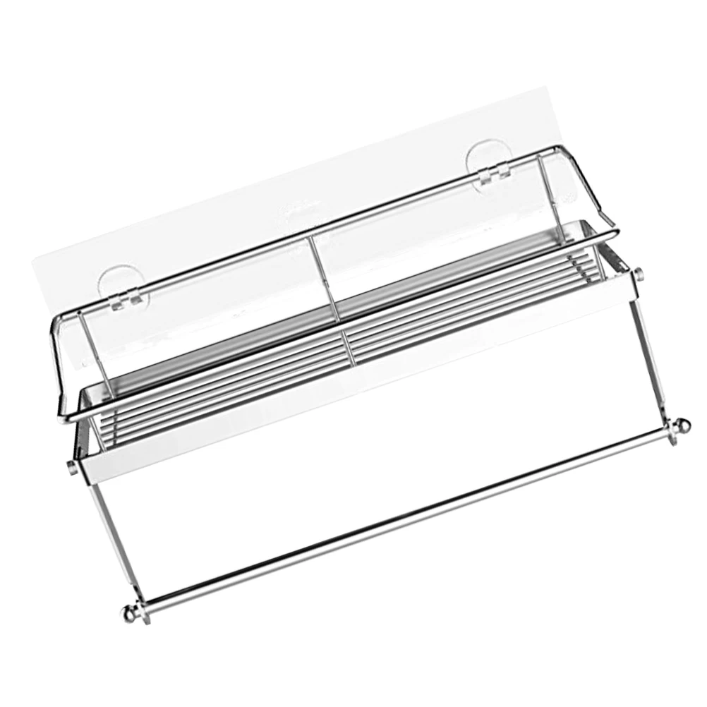 

Roll Paper Rack Storage Shelves Wall Mounted Stainless Steel Self-adhesive Racks Kitchen