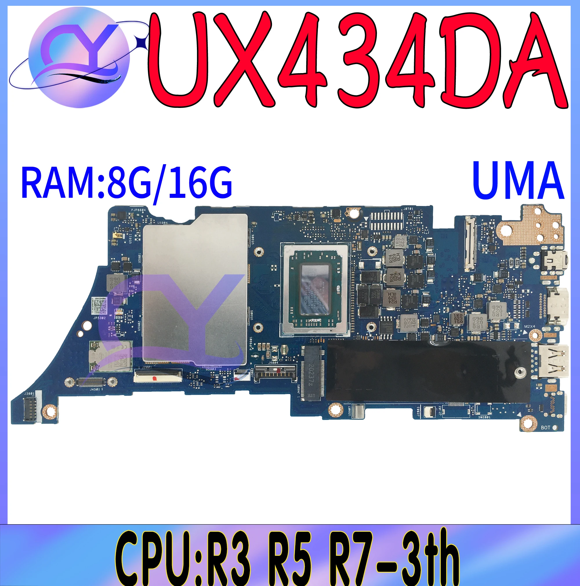 

UX434DA Mainboard For ASUS Zenbook 14 UM433D UX434 UX434D UM433 Laptop Motherboard With 8G/16G-RAM R5-3500U R7-3700U 100% Work