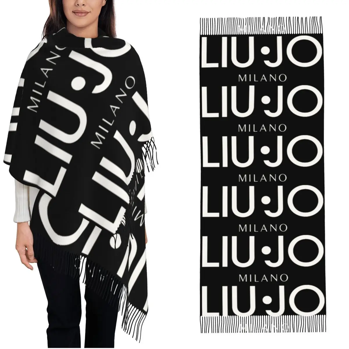 Cachecol feminino com borla Liu Jo longo inverno quente xale e envoltório presentes lenços pashmina