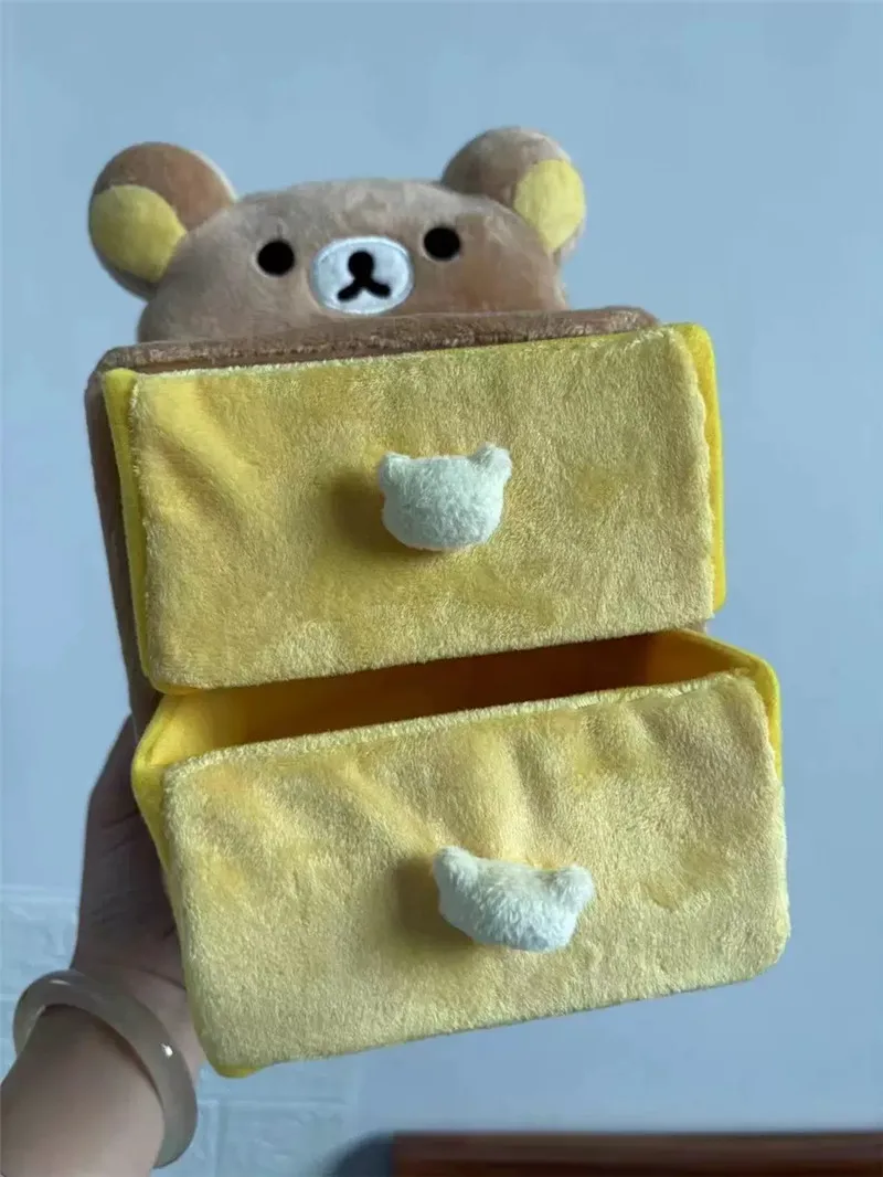 New Cute Anime Rilakkuma Bear Plush Desktop Storage Cabinets Kids Girls Stuffed Make up Bags Cosmetic Case For Women