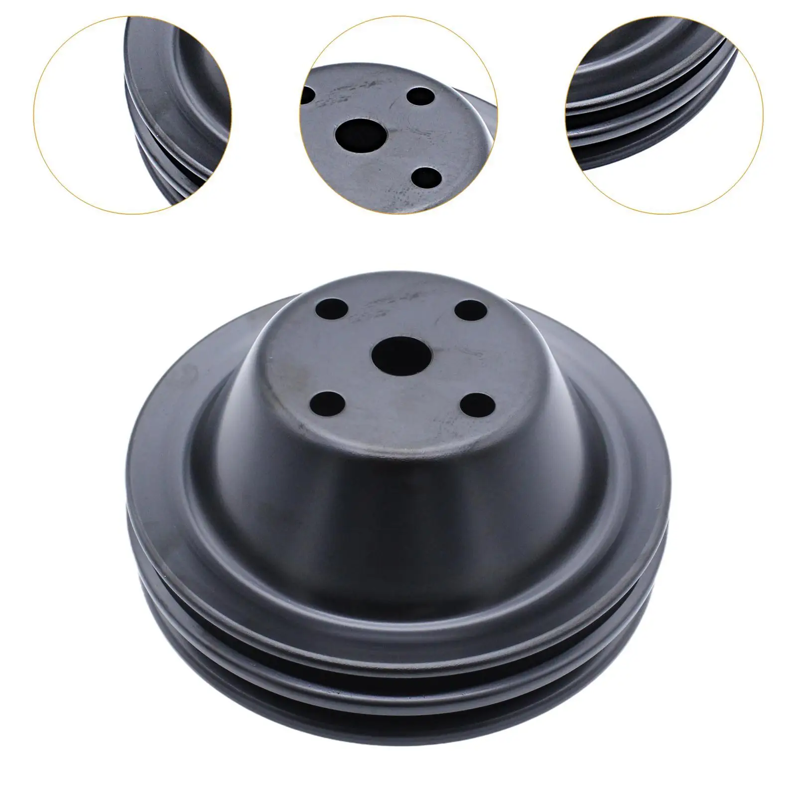Double Groove Long Water Pump Pulley 5/8 Inch Shaft Steel Replacement Part for Chevy Small Block V8