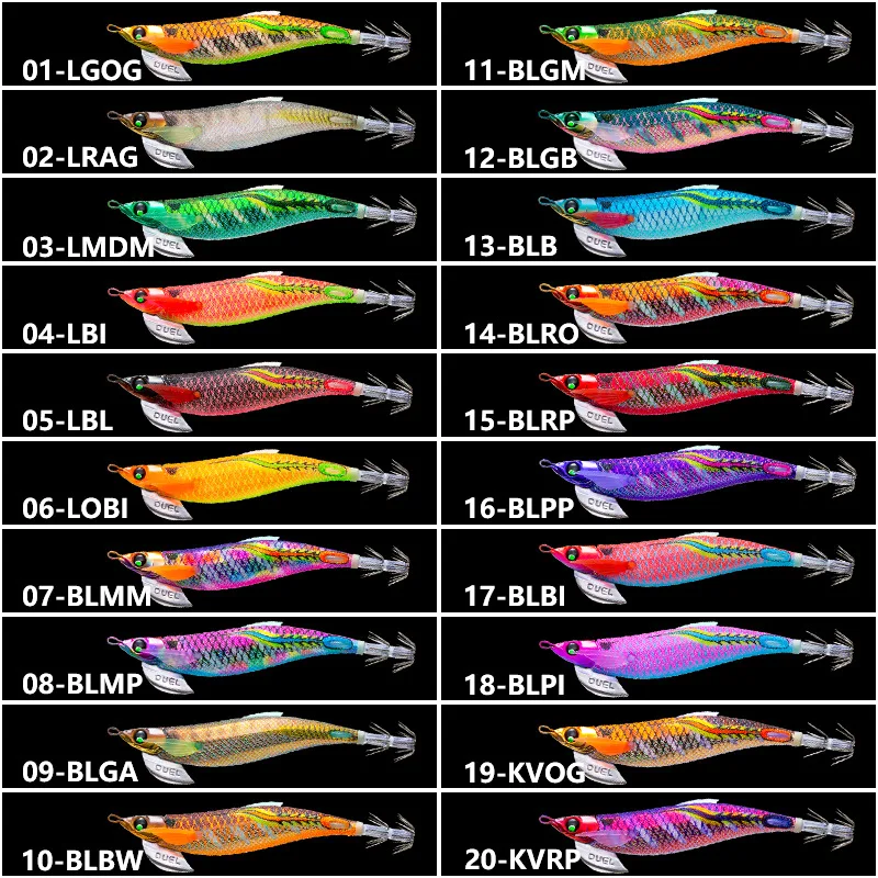 JAPAN DUEL 20g No. 3.5 Sound Beads Wooden Shrimp Bait Lure Squid Sea Fishing With Stable Fins Luminous UV Luminous Squid Hook