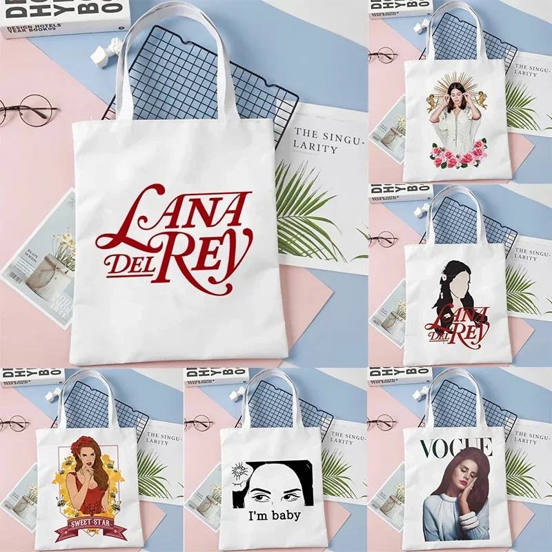 Lana Del Rey Women Canvas Tote Bag Large Capacity Harajuku Shopping Bag Hip-hop Cartoon Women Shoulder Bag Drop Shipping