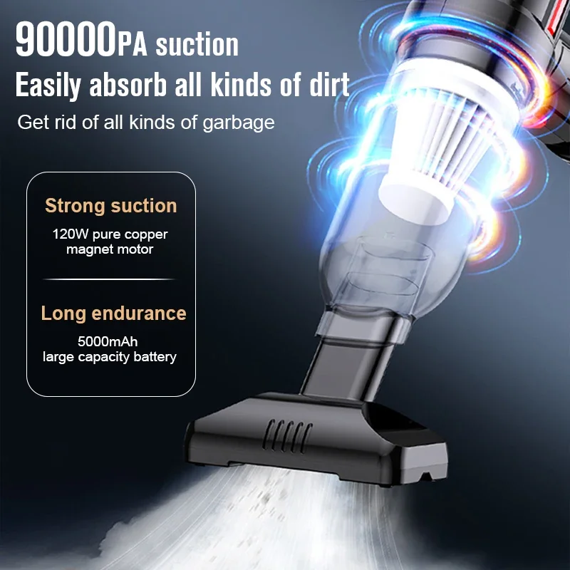 90000Pa Wireless Vacuum Cleaner 120W High Power Portable Hand-held Car Vacuum Cleaner Vacuum Wireless For Home& Car