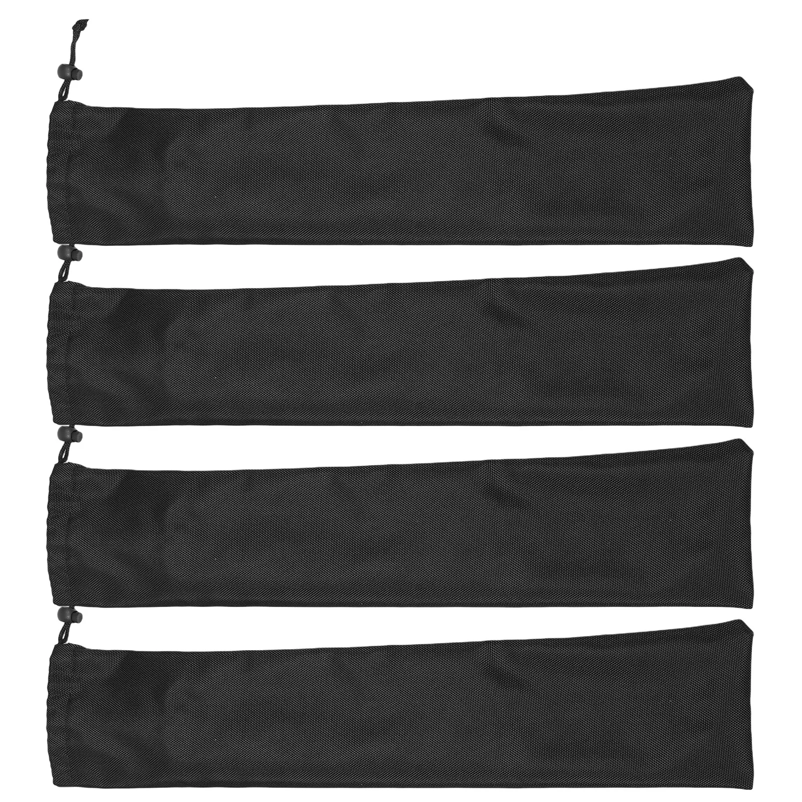4Pcs Tent Pole Organizer Bag Black 32x5 Waterproof Oxford Fabric Drawstring Outdoor Camping Pole Storage Hiking Walking Stick