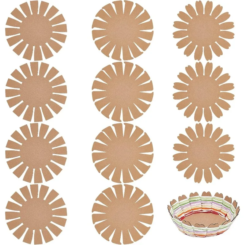 

12pcs 19 Inch Round Paper Basket Weaving Knitting Crafts Decoration Basket Making Forms for Handicraft Arts and Crafts Projects