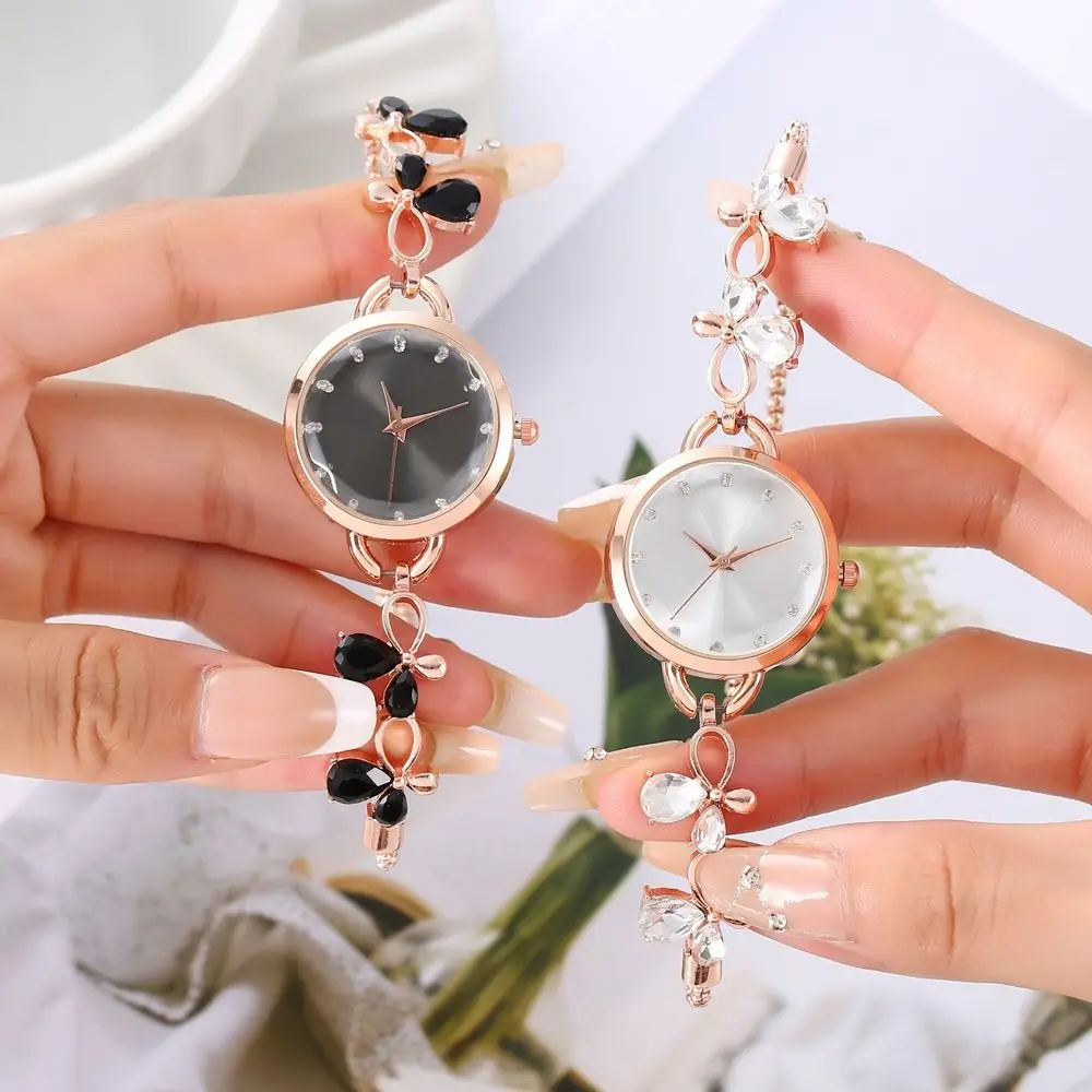 Elegant Adjustable Bracelet Watch Rhinestone Alloy Quartz Watch Chain Watch for Women Girls