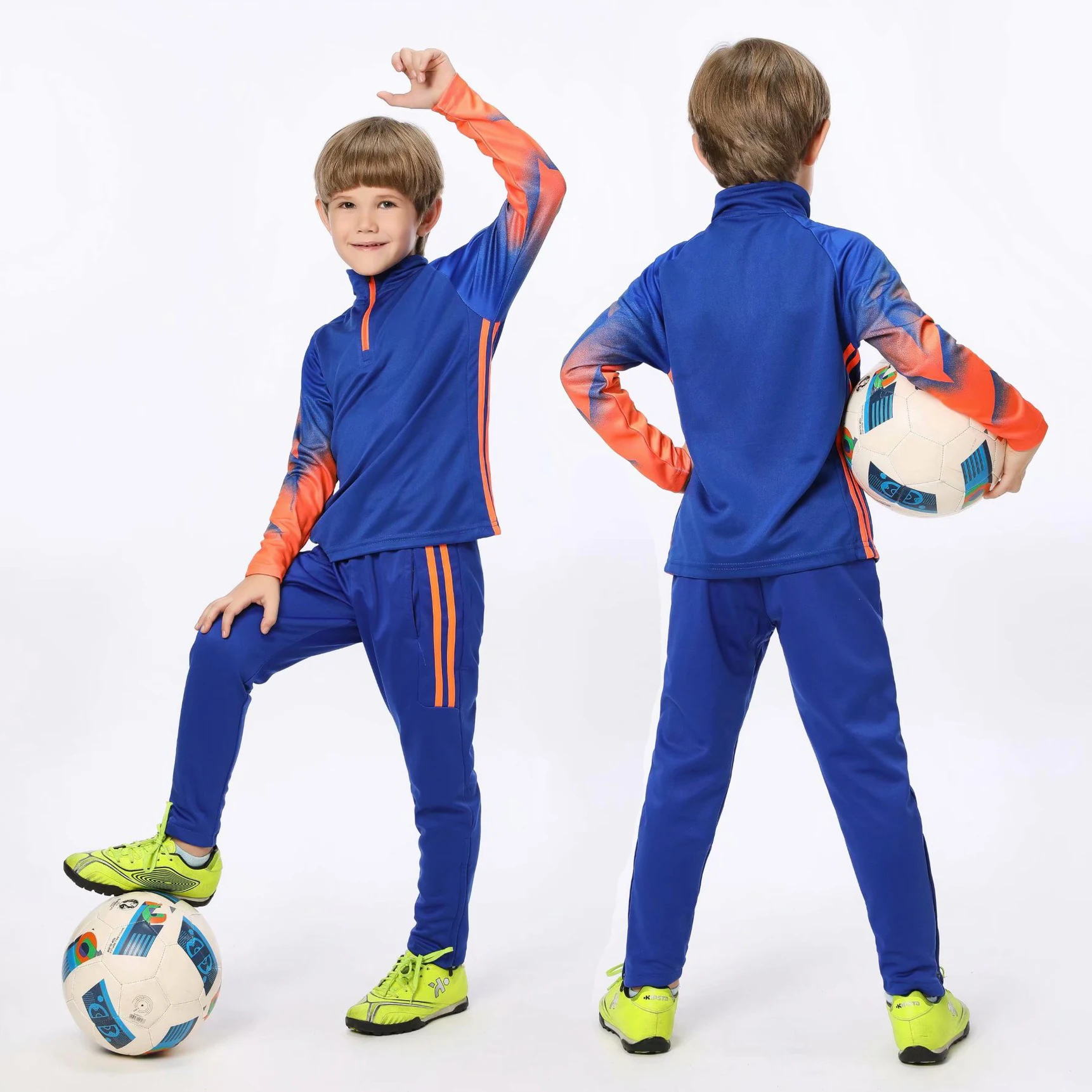 Kids Soccer Tracksuit Boys Zipper Football Jacket Pants Child Football Jerseys Kits Survetement Clothes Soccer Training Uniforms