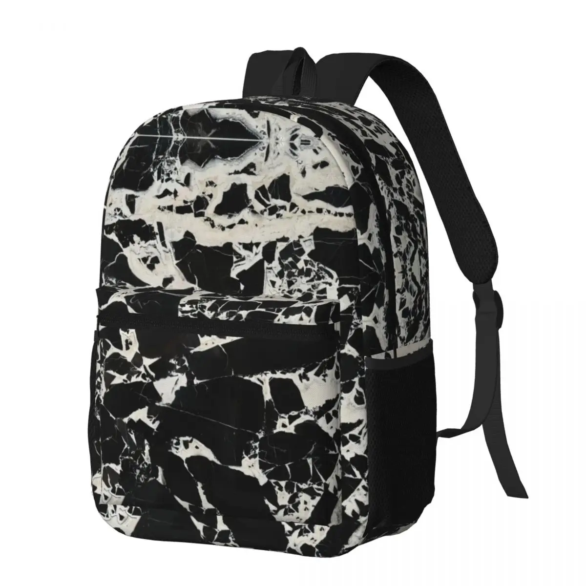 atinfor Black Marble Printing Women Backpack Travel Female Laptop Bagpack Student Bookbag School Bag for Teenage Girl Book Bag