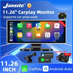 11.26 Inch Wireless CarPlay & Android Auto Dash Cam 4K DVR Bluetooth Audio GPS Navigation Dashboard Dual Lens Video Recorder